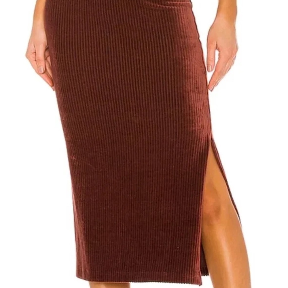 Free People Brown Midi Pencil Skirt with Slit